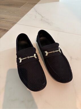 Jimmy Choo Mens navy Slip-On Loafers with Silver Hardware